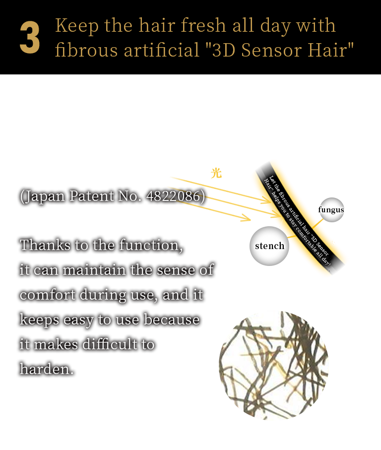 Let the fibrous artificial hair 3D Sensor Hair helps you to stay comfortable all day!